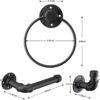 Pipe Craft TRILO – 3-Piece Industrial Bathroom Hardware Set | Towel Ring, Towel Bar & Robe Hook | Heavy-Duty Iron Pipe Fixtures | Matte Black Finish