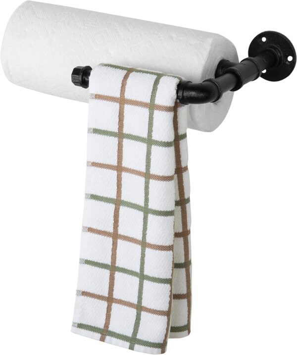 Pipe Craft TWINZ – Industrial Iron Pipe Paper Towel & Cloth Holder | Wall Mounted Dual Kitchen Roll Rack | Heavy-Duty Rustic Hardware | Matte Black Finish