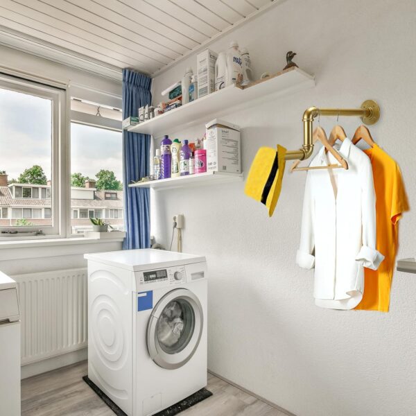 Pipe Craft RAVTO GOLD – Luxury Industrial Wall Mounted L-Shaped GI Pipe Clothing Rack Set of 2