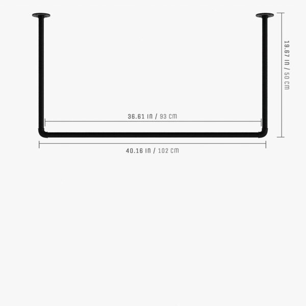 Pipe Craft AEROVIX – 36-inch Ceiling Mounted Hanging Clothes Rack, 20-inch Drop | Industrial Iron Pipe Garment Rail for Bedroom, Laundry & Walk-in Wardrobe | Black