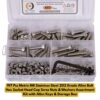 30 Metric M8 Stainless Steel 202 Grade Allen Bolt Hex Socket Head Cap Screws Nuts & Washers Assortment Kit with Allen Keys & Storage Box - 197 Pieces