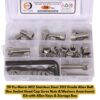 32 Metric M12 Stainless Steel 202 Grade Allen Bolt Hex Socket Head Cap Screws Nuts & Washers Assortment Kit with Allen Keys & Storage Box - 59 Pieces