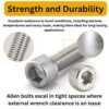 4 (1) Metric M8 Stainless Steel 202 Grade Button Head Allen Bolt Hex Socket Screws Nuts & Washers Assortment Kit with Allen Keys & Storage Box - 195 Pieces