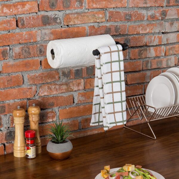 Pipe Craft TWINZ – Industrial Iron Pipe Paper Towel & Cloth Holder | Wall Mounted Dual Kitchen Roll Rack | Heavy-Duty Rustic Hardware | Matte Black Finish
