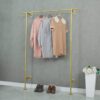Pipe Craft MINARA GOLD – Luxury Industrial Wall & Floor Mounted Clothing Rack | Heavy-Duty Gold GI Pipe Garment Hanging System for Bedroom, Closet, Boutique & Laundry Rooms | Strong Metal Wardrobe Bar | Premium Gold Finish