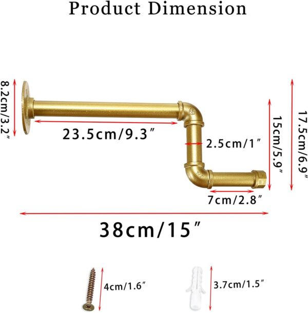 Pipe Craft RAVTO GOLD – Luxury Industrial Wall Mounted L-Shaped GI Pipe Clothing Rack Set of 2
