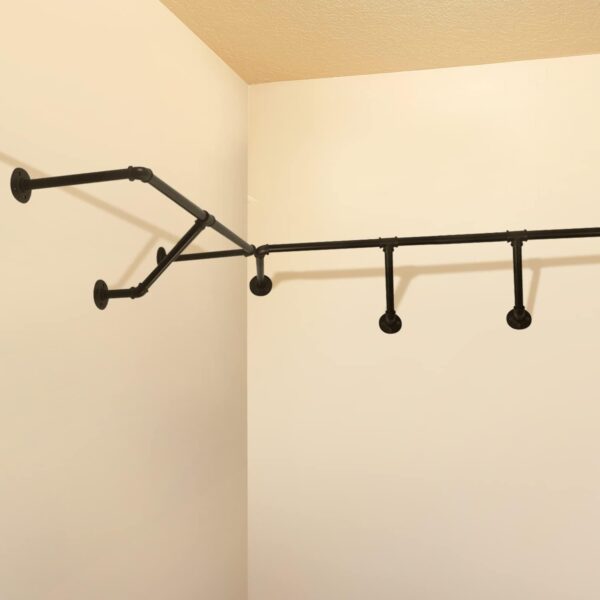 Pipe Craft ANGLO – 32-Inch Industrial Wall Mounted Clothing Rack Heavy-Duty GI Pipe Garment Bar for Bedroom, Closet, Laundry & Boutique Display Strong Metal Hanging Rod with Support Brackets Matte Black Finish