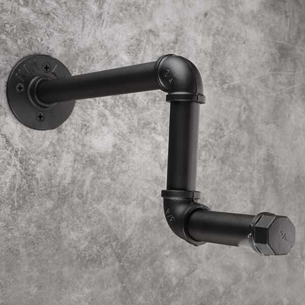 Pipe Craft RAVTO BLACK – Industrial Wall Mounted L-Shaped GI Pipe Clothing Rack Set of 2