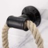 5 Pipe Craft ROPTRA – Rustic Industrial Rope Towel Ring, Heavy-Duty GI Pipe Wall Mounted Hand Towel Holder for Bathroom, Wash Basin and Kitchen, Natural Jute Rope with Matte Black Hardware, Farmhouse Vintage and Industrial Décor