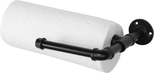 Pipe Craft TWINZ – Industrial Iron Pipe Paper Towel & Cloth Holder | Wall Mounted Dual Kitchen Roll Rack | Heavy-Duty Rustic Hardware | Matte Black Finish