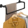 Pipe Craft STACKRO – Industrial Double-Layer Iron Pipe Clothing Rack | Wall Mounted Garment Bar & Towel Holder | Heavy-Duty Rustic Closet Organizer | Matte Black Finish