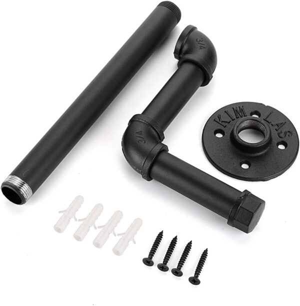 Pipe Craft RAVTO BLACK – Industrial Wall Mounted L-Shaped GI Pipe Clothing Rack Set of 2