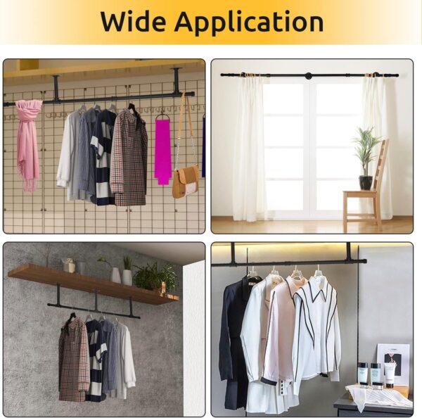Pipe Craft SKYLINQ – Extra-Long Industrial Ceiling Mounted Clothing Rack, Heavy-Duty GI Pipe Overhead Garment Hanging System for Bedroom, Closet, Laundry, Walk-In Wardrobe, Boutique and Retail Display, Matte Black Finish