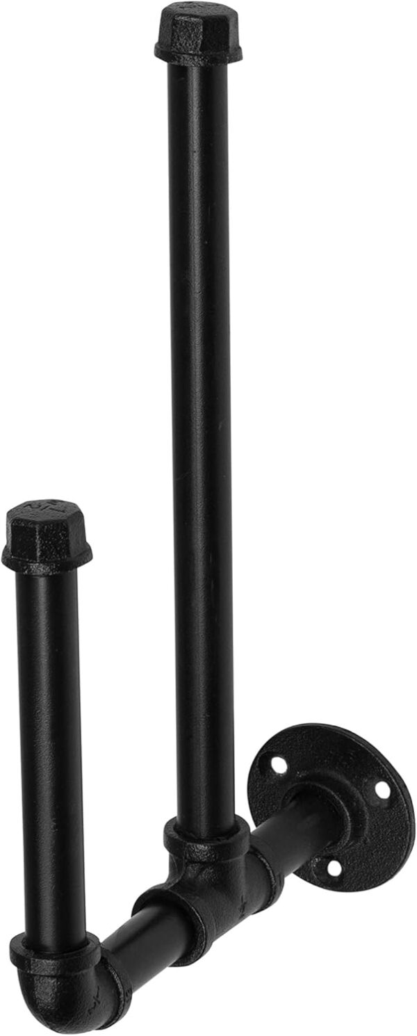 Pipe Craft TWINZ – Industrial Iron Pipe Paper Towel & Cloth Holder | Wall Mounted Dual Kitchen Roll Rack | Heavy-Duty Rustic Hardware | Matte Black Finish