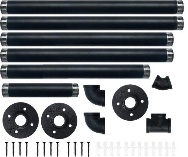 Pipe Craft ANGLO – 32-Inch Industrial Wall Mounted Clothing Rack Heavy-Duty GI Pipe Garment Bar for Bedroom, Closet, Laundry & Boutique Display Strong Metal Hanging Rod with Support Brackets Matte Black Finish