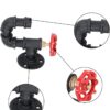 7 Pipe Craft NEXOR – Industrial Valve Wall Hook | Heavy-Duty Iron Pipe U-Shaped Hook with Red Tap Handle for Coats, Bags & Towels | Matte Black Finish