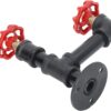 8 Pipe Craft FYNZA – Industrial Double Valve Wall Hook | Heavy-Duty Iron Pipe Decorative Coat & Bag Holder with Red Tap Handles | Rustic Vintage Home Décor