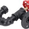 8 Pipe Craft NEXOR – Industrial Valve Wall Hook | Heavy-Duty Iron Pipe U-Shaped Hook with Red Tap Handle for Coats, Bags & Towels | Matte Black Finish