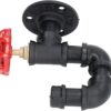 9 Pipe Craft NEXOR – Industrial Valve Wall Hook | Heavy-Duty Iron Pipe U-Shaped Hook with Red Tap Handle for Coats, Bags & Towels | Matte Black Finish