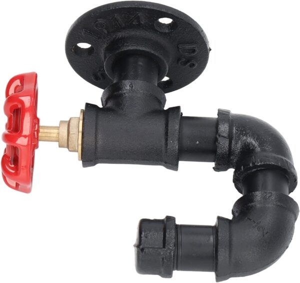 9 Pipe Craft NEXOR – Industrial Valve Wall Hook | Heavy-Duty Iron Pipe U-Shaped Hook with Red Tap Handle for Coats, Bags & Towels | Matte Black Finish