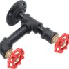 9 Pipe Craft FYNZA – Industrial Double Valve Wall Hook | Heavy-Duty Iron Pipe Decorative Coat & Bag Holder with Red Tap Handles | Rustic Vintage Home Décor