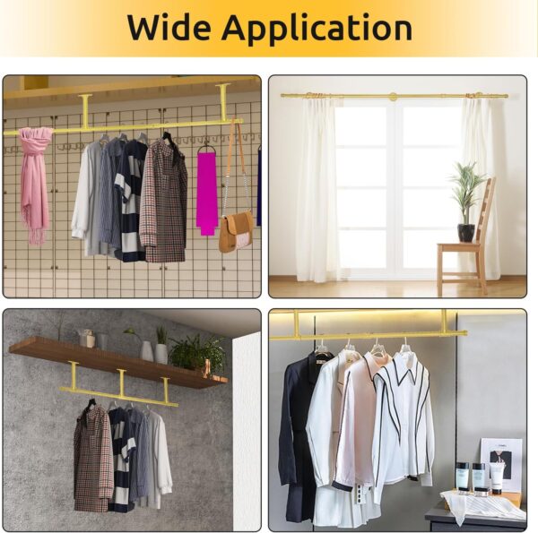 Pipe Craft SKYLINQ GOLD – Extra-Long Luxury Industrial Ceiling Mounted Clothing Rack, Heavy-Duty Gold GI Pipe Overhead Garment Hanging System for Bedroom, Closet, Walk-In Wardrobe, Laundry Room, Boutique and Retail Display, Premium Gold Finish