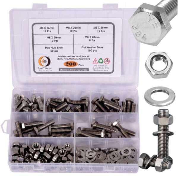 Metric M8 Stainless Steel 202 Grade Hex Head Bolts