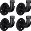 Pipe Craft KALTOR – 1/2” Industrial Style Wall Mounted Towel & Robe Hooks (Set of 4) | Rustic Iron Pipe Hook Kit for Bathroom, Kitchen & Entryway | Heavy-Duty DIY Style | Matte Black Finish