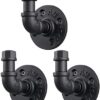 1 Pipe Craft KALTOR – 1/2” Industrial Style Wall Mounted Towel & Robe Hooks (Set of 3) | Rustic Iron Pipe Hook Kit for Bathroom, Kitchen & Entryway | Heavy-Duty DIY Style | Matte Black Finish