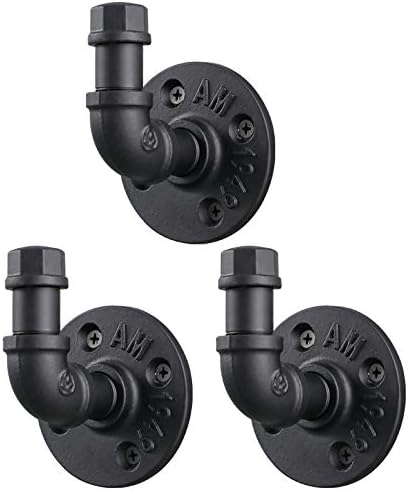 1 Pipe Craft KALTOR – 1/2” Industrial Style Wall Mounted Towel & Robe Hooks (Set of 3) | Rustic Iron Pipe Hook Kit for Bathroom, Kitchen & Entryway | Heavy-Duty DIY Style | Matte Black Finish