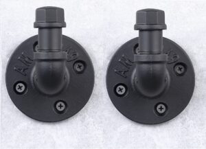 1 Pipe Craft KALTOR – 1/2” Industrial Style Wall Mounted Towel & Robe Hooks (Set of 2) | Rustic Iron Pipe Hook Kit for Bathroom, Kitchen & Entryway | Heavy-Duty DIY Style | Matte Black Finish