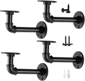 Pipe Craft AURIX – 1/2” Industrial Pipe Shelf Brackets (Set of 4) | Heavy-Duty Iron L Brackets for 8–14 Inch Boards | Floating Shelf Hardware with Screws | Matte Black Finish Pipe Craft AURIX – 1/2” Industrial Pipe Shelf Brackets (Set of 4) | Heavy-Duty Iron L Brackets for 8–14 Inch Boards | Floating Shelf Hardware with Screws | Matte Black Finish