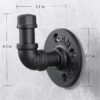 Pipe Craft KALTOR – 1/2” Industrial Style Wall Mounted Towel & Robe Hooks (Set of 4) | Rustic Iron Pipe Hook Kit for Bathroom, Kitchen & Entryway | Heavy-Duty DIY Style | Matte Black Finish