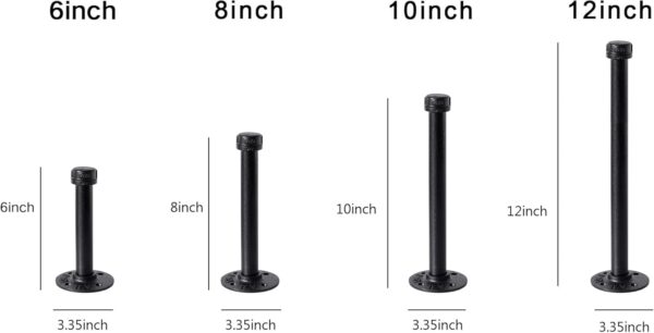 4 Pipe Craft HOLDY – 1/2” Industrial Pipe Shelf Brackets (Set of 2) | Rustic Wall Mounted DIY Floating Shelf Brackets | Heavy-Duty Iron Pipe Design for 6–12 Inch Boards | Matte Black Finish