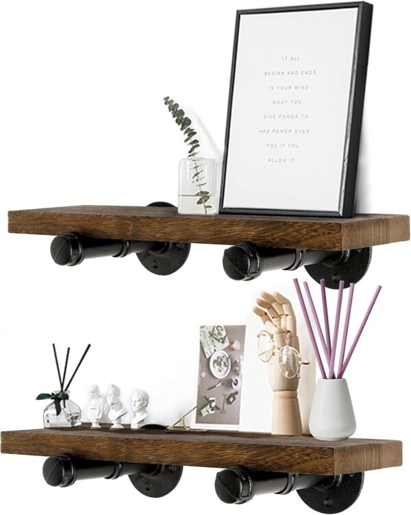 6 Pipe Craft HOLDY – 1/2” Industrial Pipe Shelf Brackets (Set of 2) | Rustic Wall Mounted DIY Floating Shelf Brackets | Heavy-Duty Iron Pipe Design for 6–12 Inch Boards | Matte Black Finish