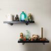 7 Pipe Craft HOLDY – 1/2” Industrial Pipe Shelf Brackets (Set of 2) | Rustic Wall Mounted DIY Floating Shelf Brackets | Heavy-Duty Iron Pipe Design for 6–12 Inch Boards | Matte Black Finish