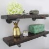 8 Pipe Craft HOLDY – 1/2” Industrial Pipe Shelf Brackets (Set of 2) | Rustic Wall Mounted DIY Floating Shelf Brackets | Heavy-Duty Iron Pipe Design for 6–12 Inch Boards | Matte Black Finish