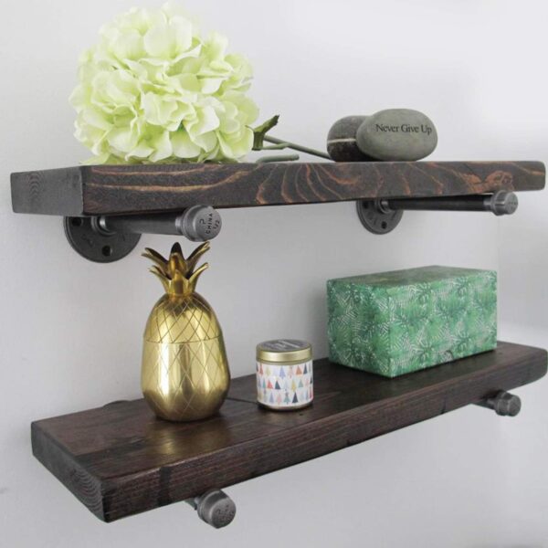 8 Pipe Craft HOLDY – 1/2” Industrial Pipe Shelf Brackets (Set of 2) | Rustic Wall Mounted DIY Floating Shelf Brackets | Heavy-Duty Iron Pipe Design for 6–12 Inch Boards | Matte Black Finish