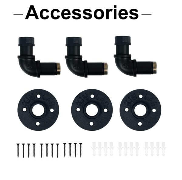 9 Pipe Craft KALTOR – 1/2” Industrial Style Wall Mounted Towel & Robe Hooks (Set of 3) | Rustic Iron Pipe Hook Kit for Bathroom, Kitchen & Entryway | Heavy-Duty DIY Style | Matte Black Finish