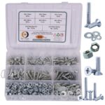Zinc Plated M6 Phillips Head Machine Screws Bolts Nuts & Washers Assortment Kit with Storage Box - 455 Pieces