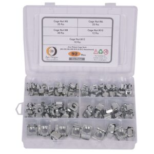 Heading (41) 92 Pcs Snap-in Cage Nuts Assortment Kit White Zinc Plated Carbon Steel Rack Mount Clip-On Nuts (M5 M6 M8 M10 M12) for Server Rack Cabinet Shelves with Storage Box